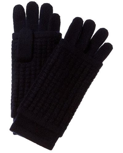 Hannah Rose Waffle Stitch 3-in-1 Cashmere Tech Gloves - Blue