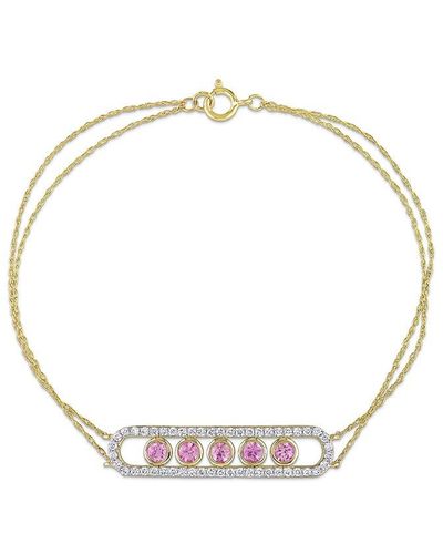 Rina Limor 10k 1.07 Ct. Tw. Diamond & Pink Sapphire Bracelet - Metallic