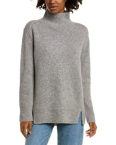 Vince Donegal Side Slit Cashmere Sweater - Gray
