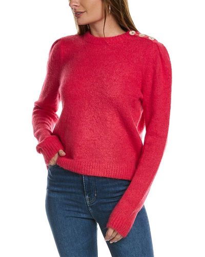 Boden Fluffy Button Shoulder Sweater - Red