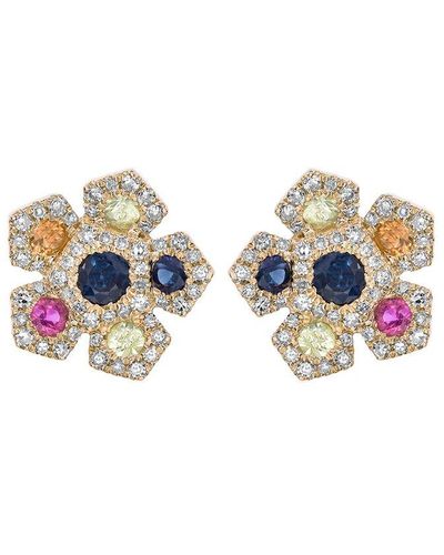 Diana M. Jewels Fine Jewelry 14k 0.97 Ct. Tw. Diamond & Sapphire Earrings - Multicolor
