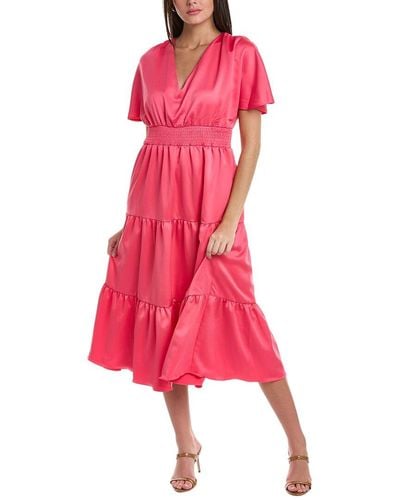 ATELIER Tie-back Midi Dress - Pink
