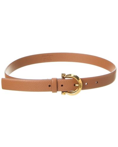 Ferragamo Ferragamo Gancini Adjustable Leather Belt - Brown