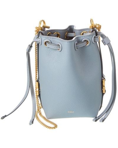 Chloé Marcie Micro Leather Bucket Bag - Blue