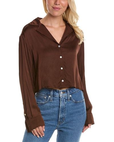 DONNI. Silky Cropped Shirt - Brown