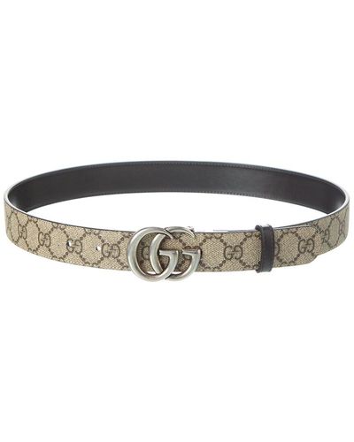 Gucci GG Marmont Reversible GG Supreme Canvas & Leather Belt - Black