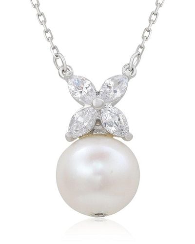 Suzy Levian Silver 0.02 Ct. Tw. Diamond & Created White Sapphire Necklace