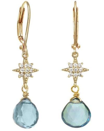 Rachel Reinhardt Jewelry Quartz Cz London Star Dangle Earrings - Blue