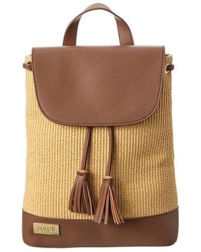 Surell Paper Straw Backpack - Brown