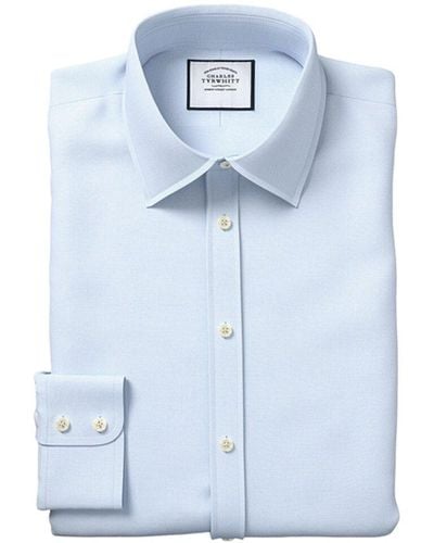 Charles Tyrwhitt Non-iron Mini Herringbone Shirt - Blue