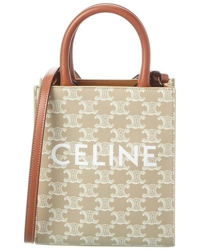 Celine Vertical Cabas Mini Canvas & Leather Shoulder Bag - Brown