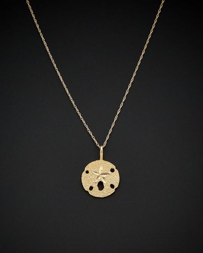 Italian Gold 14k Sand Dollar Starfish Pendant Necklace - Black
