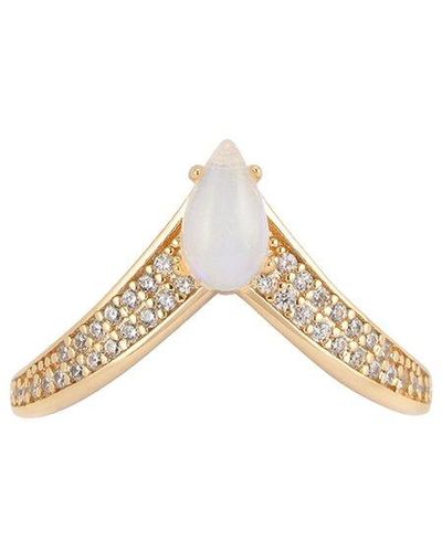 Adornia Fine Jewelry 14k Over Silver 1.00 Ct. Tw. Opal Cz Pointed Ring - Metallic