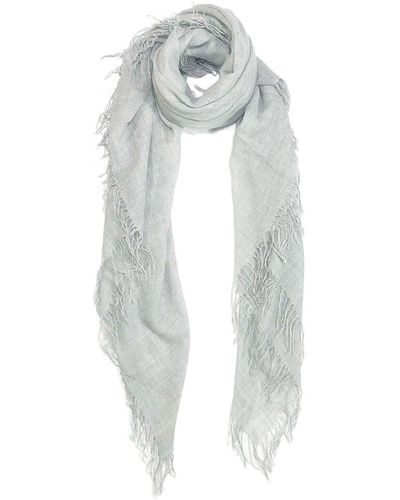 Blue Pacific Heathered Cashmere Scarf - White