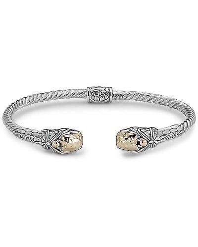 Samuel B. Jewelry 18k & Sterling Silver Hinged Dragonfly Bangle Bracelet - White