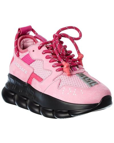 Versace Chain Reaction Suede & Mesh Sneaker - Pink