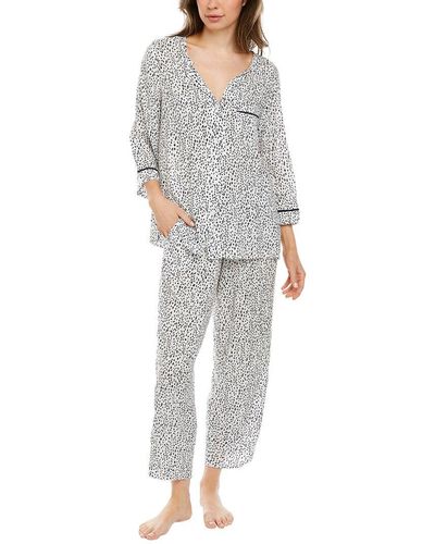 Donna Karan 2pc Top & Crop Lantern Pant Sleep Set - Gray