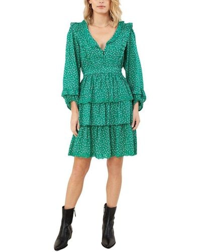 Hale Bob Printed Tiered Dress - Green