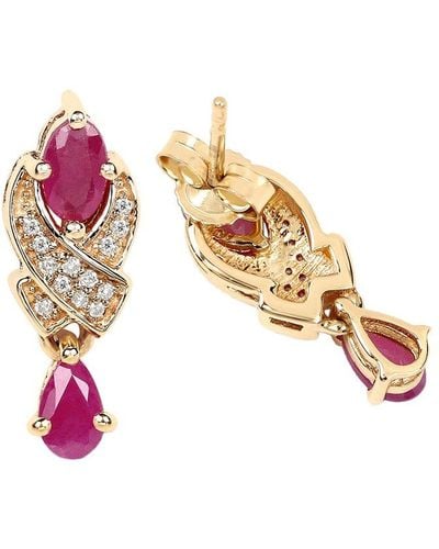 Diana M. Jewels Fine Jewellery 14k 1.12 Ct. Tw. Diamond & Ruby Dangle Earrings - Pink