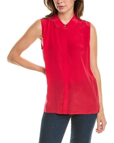 Donna Karan Sleeveless Silk Blouse - Red