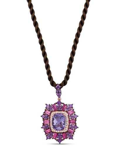 Le Vian Le Vian 14k Rose Gold 4.89 Ct. Tw. Gemstone Pendant Necklace - Multicolor