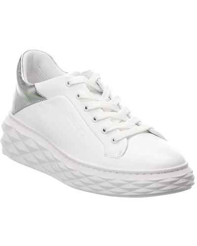 Jimmy Choo Diamond Maxi Brand-embossed Leather Low-top Sneakers - White
