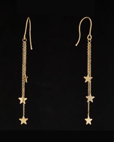 Italian Gold 14k Star Dangle Earrings - Black