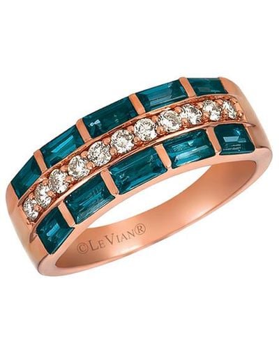 Le Vian Le Vian 14k Rose Gold 1.12 Ct. Tw. Diamond & Topaz Ring - Blue