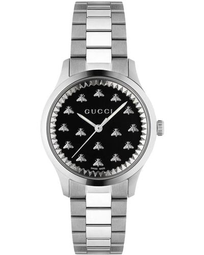 Gucci G Timeless Multibee Black Stainless Steel Bracelet Watch - Metallic