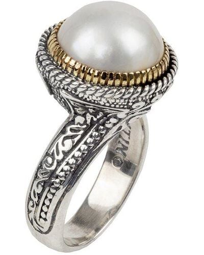 Konstantino Thalia 18k Over Silver 12.25mm Pearl Ring - White
