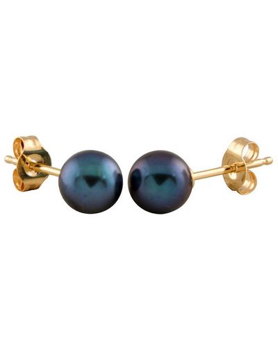 Splendid 14k 5-6mm Akoya Pearl Studs - Blue