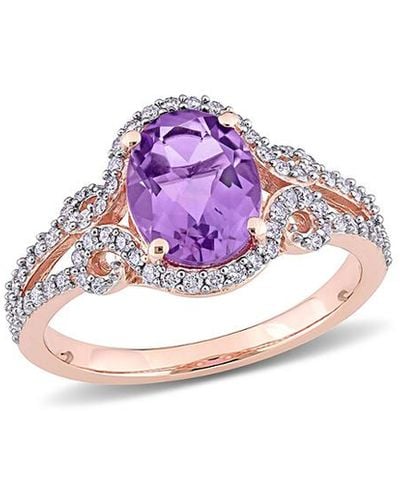 Rina Limor 14k Rose Gold 2.33 Ct. Tw. Diamond & Amethyst Ring - Pink