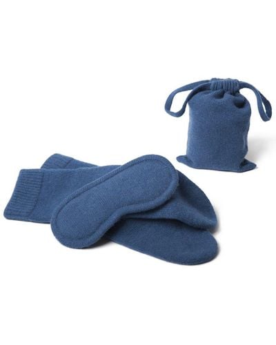 Portolano Cashmere Socks, Eyemask And Pouch - Blue