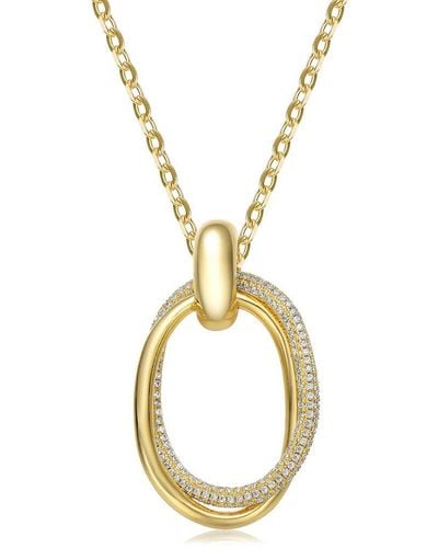 Rachel Glauber 14k Plated Cz Eternity Circle Pendant Necklace - Metallic