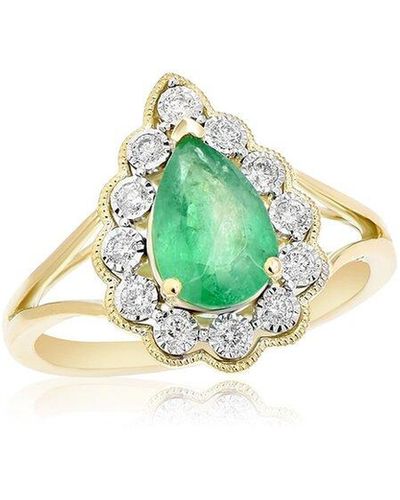 Monary 18k Two-tone 1.53 Ct. Tw. Diamond & Emerald Ring - Green