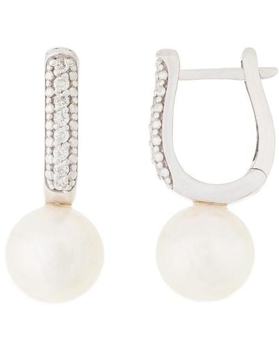 Masako Pearls 14k 0.12 Ct. Tw. Diamond 7-7.5mm Pearl Earrings - White