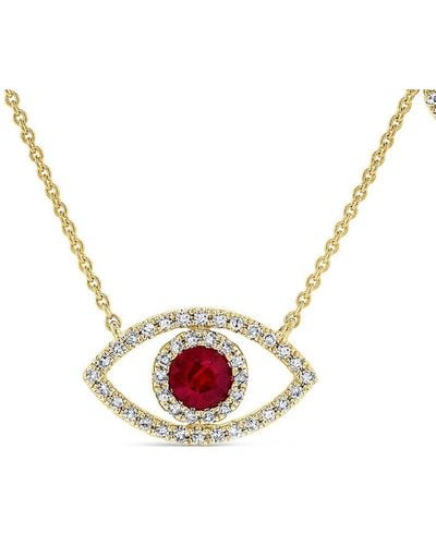 Sabrina Designs 14k 0.46 Ct. Tw. Diamond & Ruby Evil Eye Necklace - Pink