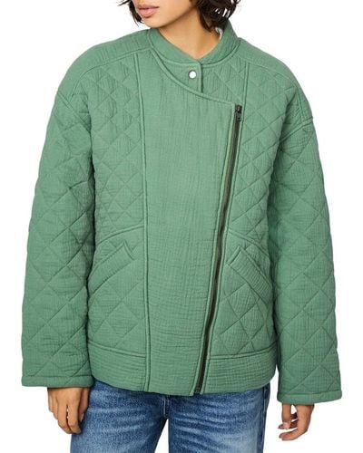 Bernardo Quilted Cotton Bomber Jacket - Green