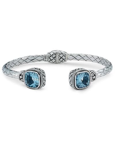 Samuel B. Silver 3.86 Ct. Tw. Blue Topaz Woven Bangle Bracelet