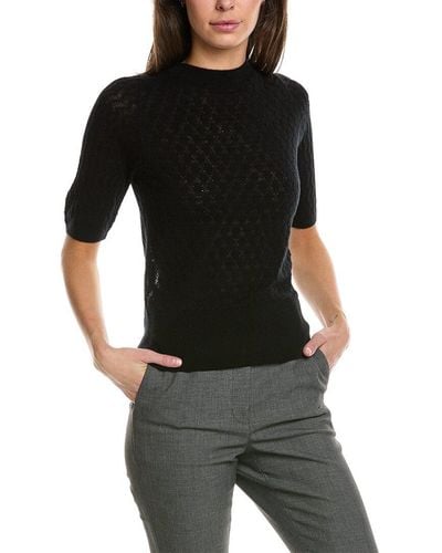 Lafayette 148 New York Mixed Stitch Cashmere-blend Sweater - Black