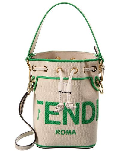 Fendi Mon Tresor Mini Canvas Bucket Bag - Green