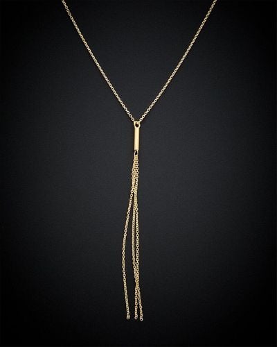 Italian Gold 14k Tube Tassel Necklace - Black