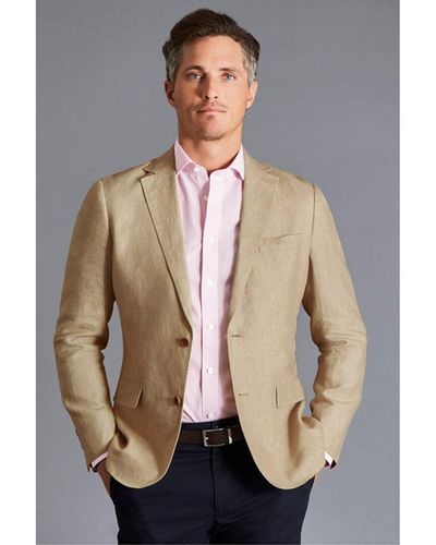 Charles Tyrwhitt Slim Fit Italian Linen Jacket - Natural