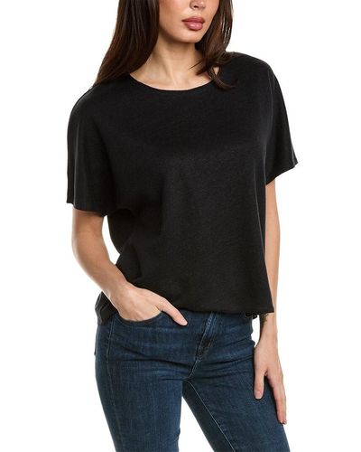 Majestic Filatures Semi Relaxed Linen Pullover - Black