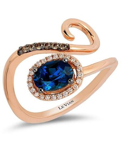 Le Vian Le Vian 14k Rose Gold 1.01 Ct. Tw. Diamond & Blue Topaz Ring