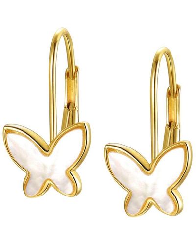 Rachel Glauber 14k Plated Butterfly Earrings - Metallic