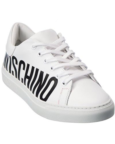 Moschino Logo Leather Trainer - White