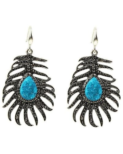 Eye Candy LA The Luxe Collection Peacock Natural Drusy Earrings - Blue