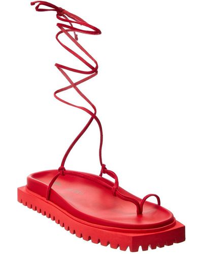 The Attico Lace-up Suede Platform Sandal - Red