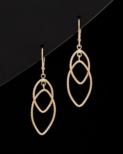 Italian Gold 14k Twisted Leaf Earrings - Black